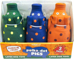 Multipet Polka-Dot Pigs Latex Dog Toys (3 Pack)