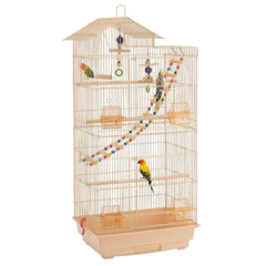 Alden Design 39" Metal Large Roof Top Parrot Cage, Black