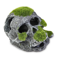 Aqua Culture Mossy Skull Polyresin Aquarium Decoration, 5"