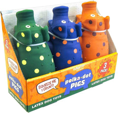 Multipet Polka-Dot Pigs Latex Dog Toys (3 Pack)