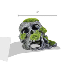 Aqua Culture Mossy Skull Polyresin Aquarium Decoration, 5"
