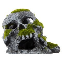 Aqua Culture Mossy Skull Polyresin Aquarium Decoration, 5"