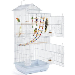 Alden Design 39" Metal Large Roof Top Parrot Cage, Black
