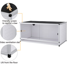 PVC Reptile Enclosure Up To 4x2x2FT Stackable ToxiRium Large Reptile Terrarium 120 Gallons for Bearded Dragon Gecko Lizard Snake, Wide Breeding Vivarium Area with Sliding Doors -2pcs with Spacers