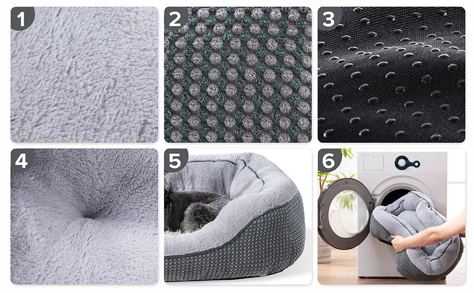INVENHO Medium Dog Beds for Medium Dogs Washable, Rectangle Dog Bed Medium Size Dog, Orthopedic Dog Bed, Warming Soft Calming Sleeping Puppy Bed Durable Pet Bed with Anti-Slip Bottom M(30"x24"x9")