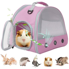 Breathable Guinea Pig Carrier Backpack with Nylon Mesh Window Portable Carrier for Bunny Bearded Dragon Bird Chinchilla Ferret Travel Outdoor