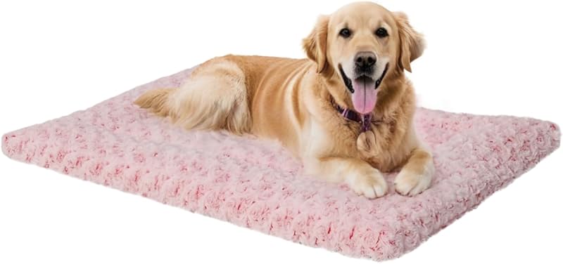 Washable Dog Bed Mat Reversible Dog Crate Pad Soft Fluffy Pet Kennel Beds Dog Sleeping Mattress for Large Jumbo Medium Small Dogs, 35 x 22 Inch, Gray