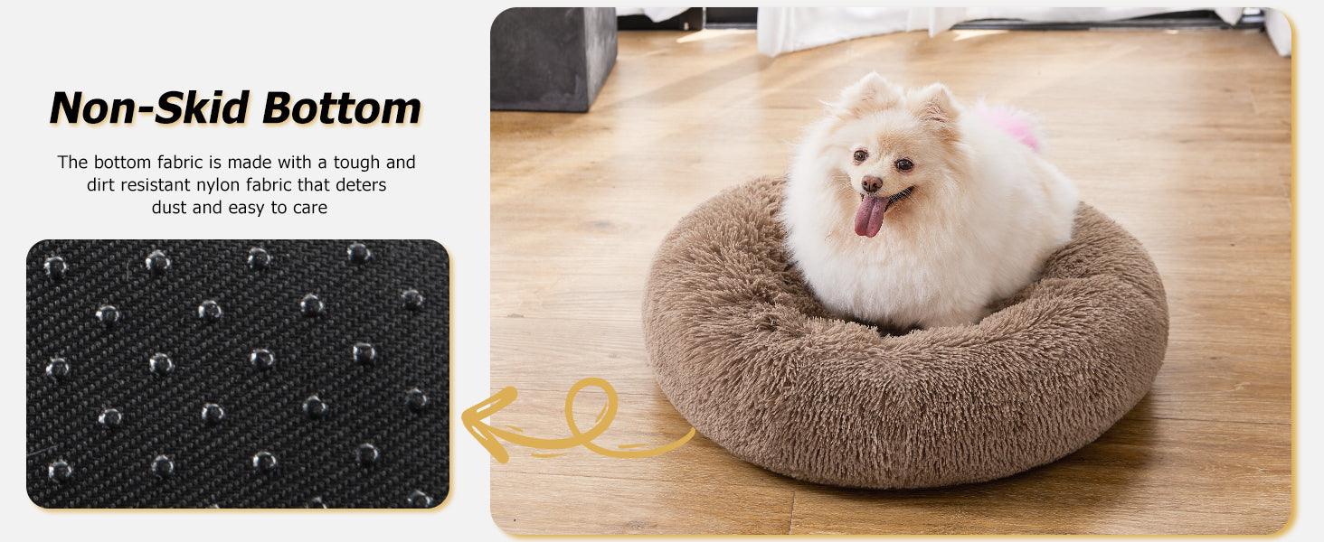 MIXJOY Orthopedic Dog Bed Comfortable Donut Cuddler Round Pet Beds Ultra Soft Washable Dog and Cat Cushion (20''/23''/30'') (23'', Brown)