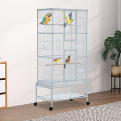 Garvee 69'' Extra Large Bird Cage Metal Parrot Cage w/Detachable Stand for Mid-Sized Parrots Cockatiels Conures Parakeets Lovebirds Budgie Finch, White