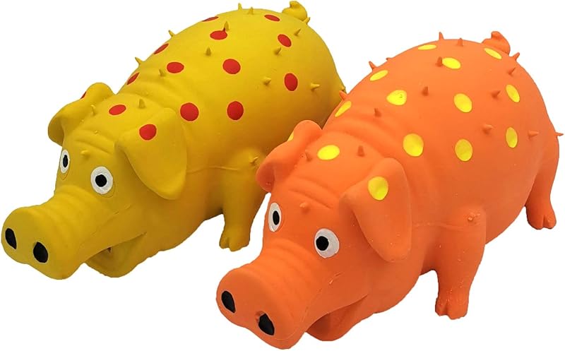 3 Pack Latex Pig Dog Toys That Oinks Dog Squeaky Toy for Small Medium Large Dogs (Red, Blue, Purple)