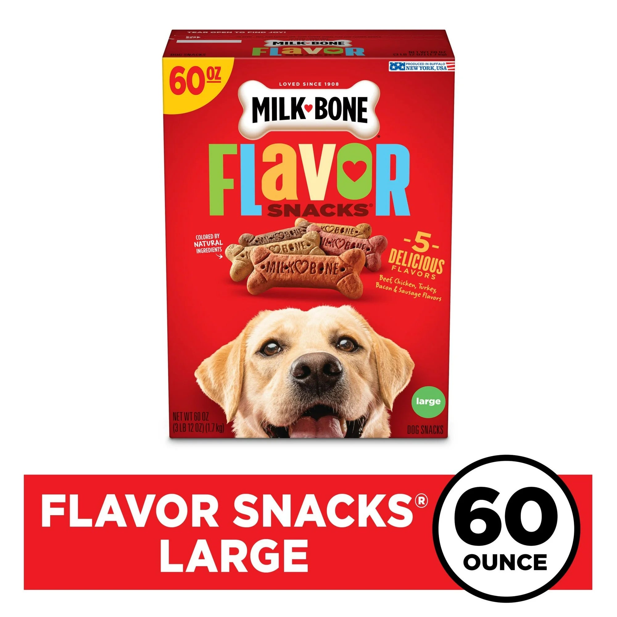 Milk Bone Flavor Snacks Large Dog Biscuits, Flavored Crunchy Dog Treats, 60 oz