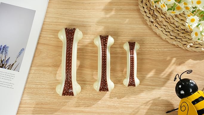 Sosation 6 Pcs Dog Toys for Aggressive Chewers Nylon Beef Flavor Bones Tough Puppy Teething Toys Puppy Chew Bones for Large Medium Small Breed Dogs Puppies Pets Chew Toys(Medium)