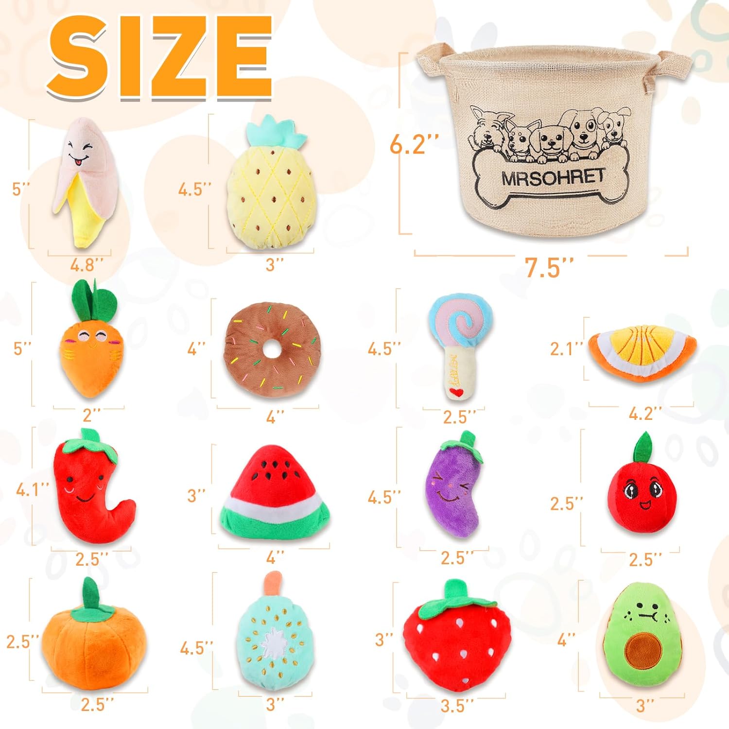 Squeaky Dog Toys, 15Pcs Small Plush Puppy Toy, Dog Toys to Keep Them Busy, Interactive Squeak Stuffed Toys for Small Medium Dogs with Basket, Reduce Boredom and Teeth Cleaning