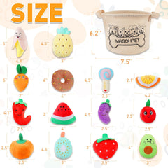 Squeaky Dog Toys, 15Pcs Small Plush Puppy Toy, Dog Toys to Keep Them Busy, Interactive Squeak Stuffed Toys for Small Medium Dogs with Basket, Reduce Boredom and Teeth Cleaning