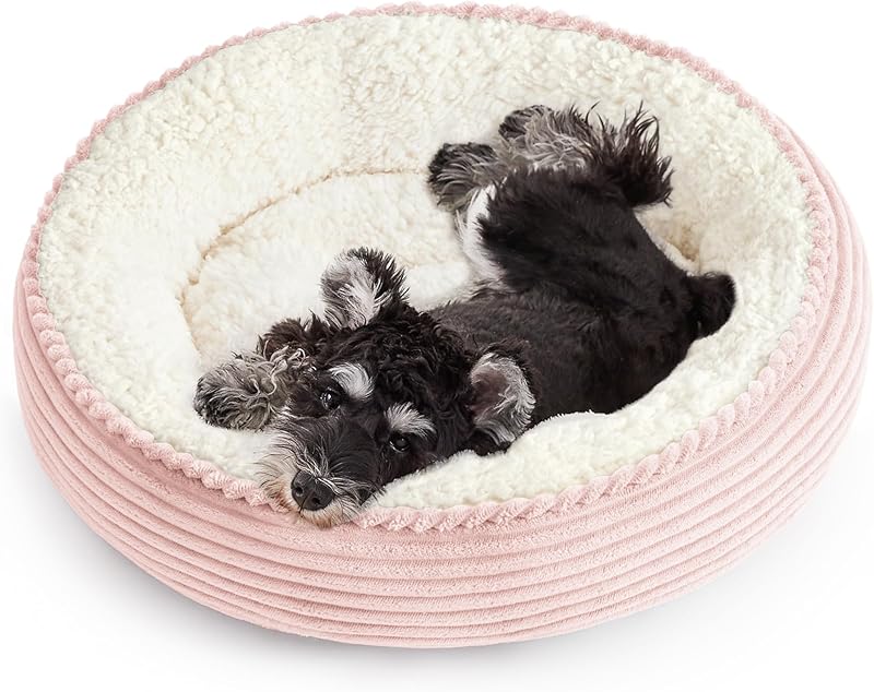 Love's cabin Round Donut Cat and Dog Cushion Bed, 20in Bed for Cats or Small Dogs, Anti-Slip & Water-Resistant Bottom, Super Soft Durable Fabric Pet Beds, Washable Luxury Cat & Dog Bed Gray