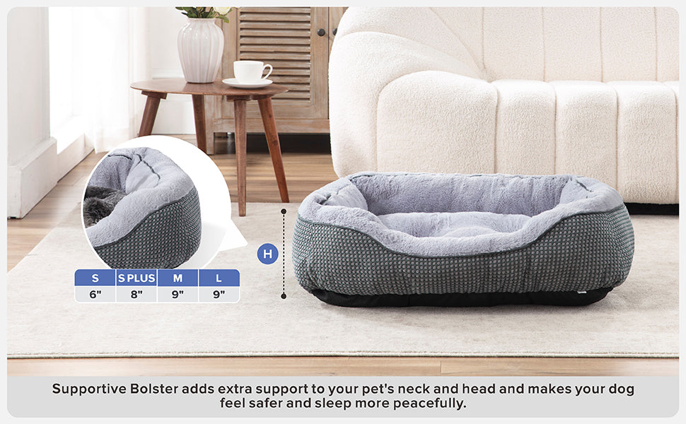 INVENHO Medium Dog Beds for Medium Dogs Washable, Rectangle Dog Bed Medium Size Dog, Orthopedic Dog Bed, Warming Soft Calming Sleeping Puppy Bed Durable Pet Bed with Anti-Slip Bottom M(30"x24"x9")