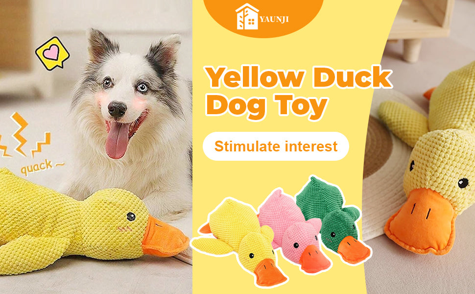 9in Quack-Quack Duck Dog Toy, 2025 New The Mellow Dog Calming Dogs' Emotional Support for Indoor Puppy, Yellow Best Friends Calming Duck Toy for Dogs (Yellow)