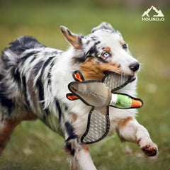 Plush Outdoor Toys for Dogs | Flying Duck | Fun Hunting Themed Durable Dog Toy with Playful Chuckler