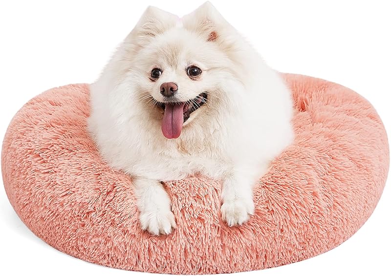 MIXJOY Orthopedic Dog Bed Comfortable Donut Cuddler Round Pet Beds Ultra Soft Washable Dog and Cat Cushion (20''/23''/30'') (23'', Brown)