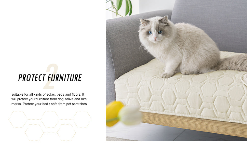 Waterproof and Anti-Slip Dog Bed Cover and Pet Blanket Sofa Pet Bed Mat ，car Incontinence Mattress Protectors Furniture Couch Cover for Most Cats Dogs, Pets（52x82-Ivory）