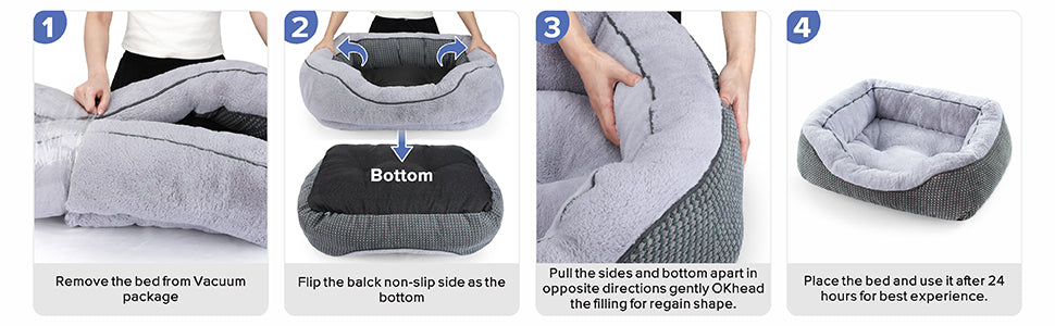 INVENHO Medium Dog Beds for Medium Dogs Washable, Rectangle Dog Bed Medium Size Dog, Orthopedic Dog Bed, Warming Soft Calming Sleeping Puppy Bed Durable Pet Bed with Anti-Slip Bottom M(30"x24"x9")