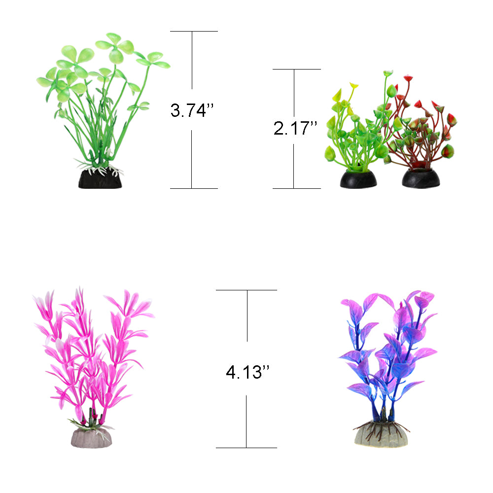 GreenJoy Fish Tank Accessories Aquarium Decorations - 13 Packs Plastic Plants Material Hideout Ornaments Small Size