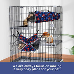 Ferret Hammock, Rat Cage Accessories Hanging Tunnels Hideout Bed, Play and Sleep, 2 Pack