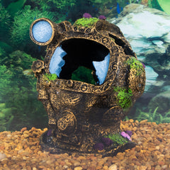 Penn-Plax Deco-Replicas Sunken Garden Diver Helmet Aquarium Ornament - Fish Tank Decoration - Small
