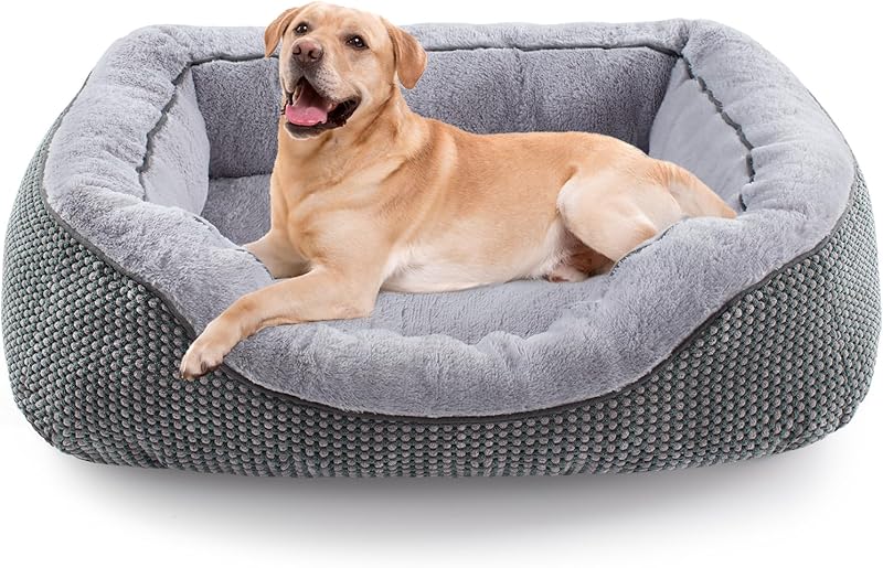 INVENHO Medium Dog Beds for Medium Dogs Washable, Rectangle Dog Bed Medium Size Dog, Orthopedic Dog Bed, Warming Soft Calming Sleeping Puppy Bed Durable Pet Bed with Anti-Slip Bottom M(30"x24"x9")