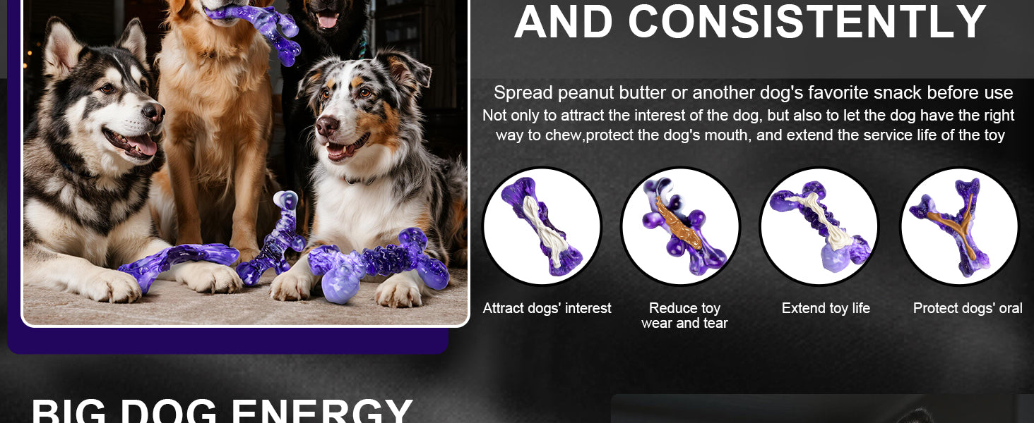4-Pack Indestructible Chew Toys for Extra-Large Dogs - Aggressive Chewers, Durable Nylon Bone, Heavy Duty Long-Lasting Dog Toys for Large Breed & Strong Chewers