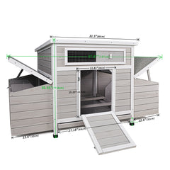 Chicken Coop with 6 Nesting Boxes, 58" L Chicken Coops for 4-6 Chickens, Outdoor Chicken Coop with Leakproof Pull-on Tray, and Asphalt Waterproof Roof