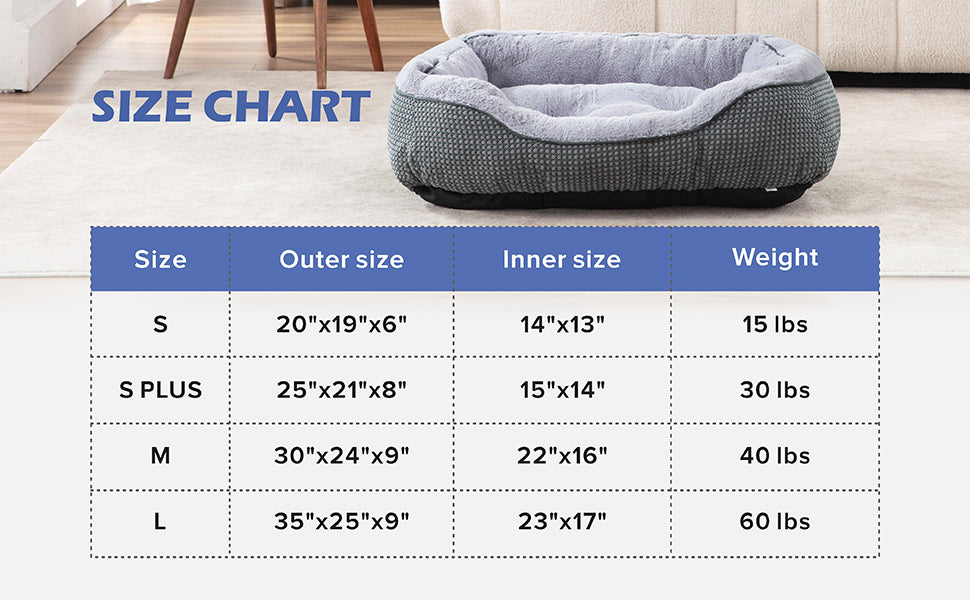 INVENHO Medium Dog Beds for Medium Dogs Washable, Rectangle Dog Bed Medium Size Dog, Orthopedic Dog Bed, Warming Soft Calming Sleeping Puppy Bed Durable Pet Bed with Anti-Slip Bottom M(30"x24"x9")