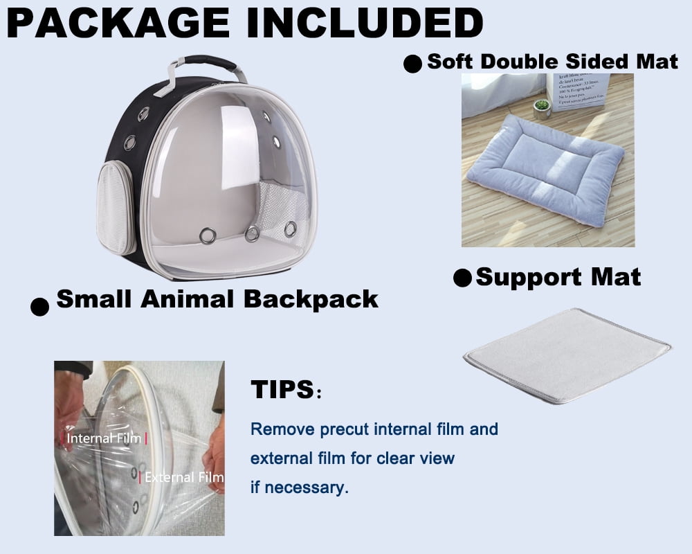 Portable Rabbit Backpack Carrier Space Capsule Bubble Window Pet Carrier Cage Travel for Bunny, Bearded Dragon, Squirrel, Tortoise, Bird, Lizard, Sugar Glider