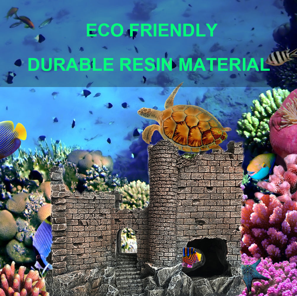 SLOCME Resin Castle Aquarium Ornament – Fish Tank Castle Decoration for Freshwater & Saltwater, Medium Size