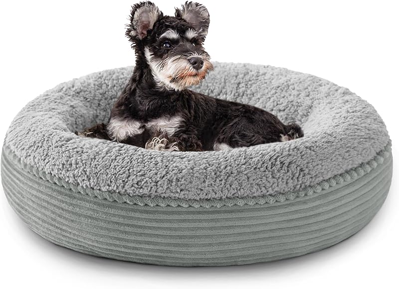 Love's cabin Round Donut Cat and Dog Cushion Bed, 20in Bed for Cats or Small Dogs, Anti-Slip & Water-Resistant Bottom, Super Soft Durable Fabric Pet Beds, Washable Luxury Cat & Dog Bed Gray