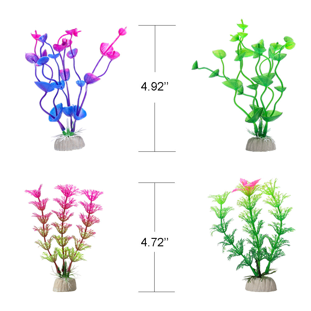 GreenJoy Fish Tank Accessories Aquarium Decorations - 13 Packs Plastic Plants Material Hideout Ornaments Small Size