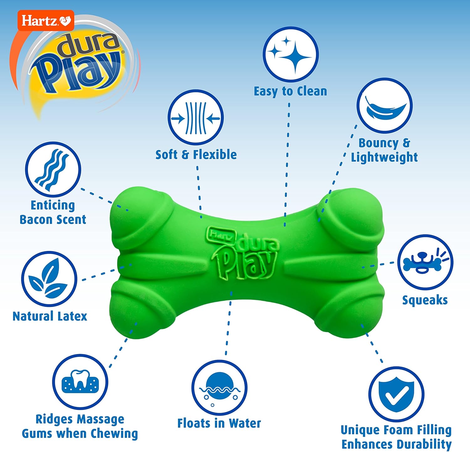 Hartz DuraPlay Bone Squeaky Latex Dog Toy for Small Breeds, 3 Pack
