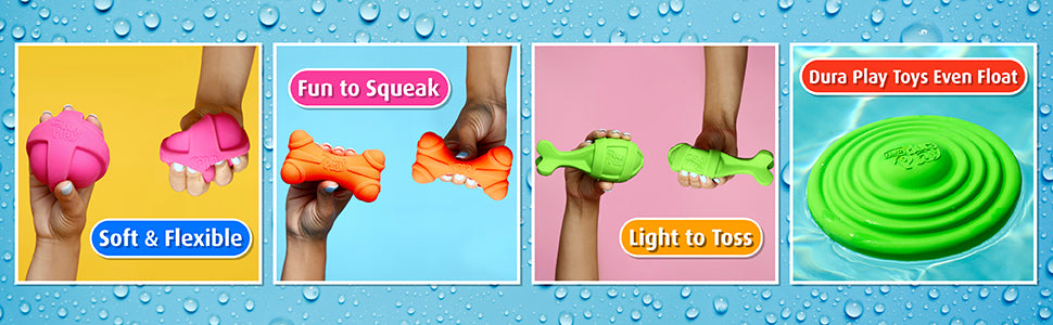 Hartz DuraPlay Bone Squeaky Latex Dog Toy for Small Breeds, 3 Pack