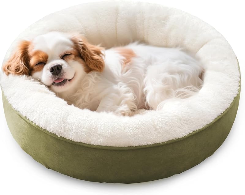 Love's cabin Round Donut Cat and Dog Cushion Bed, 20in Bed for Cats or Small Dogs, Anti-Slip & Water-Resistant Bottom, Super Soft Durable Fabric Pet Beds, Washable Luxury Cat & Dog Bed Gray