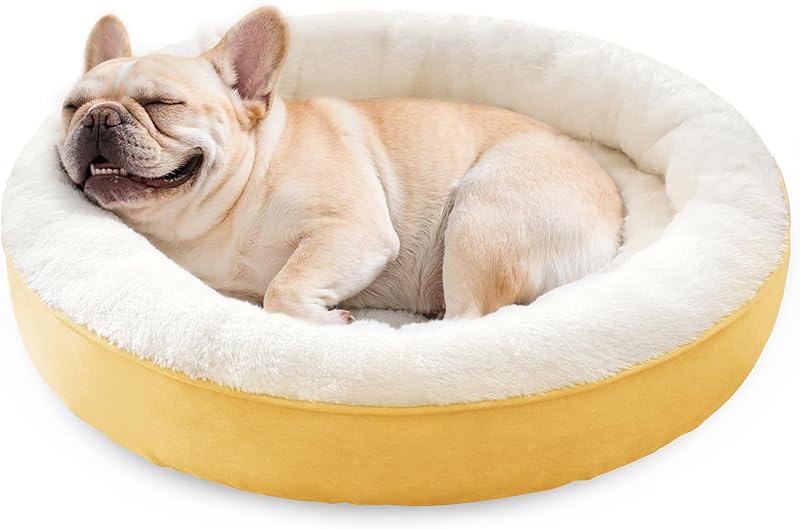 Love's cabin Round Donut Cat and Dog Cushion Bed, 20in Bed for Cats or Small Dogs, Anti-Slip & Water-Resistant Bottom, Super Soft Durable Fabric Pet Beds, Washable Luxury Cat & Dog Bed Gray
