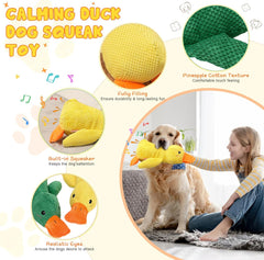 9in Quack-Quack Duck Dog Toy, 2025 New The Mellow Dog Calming Dogs' Emotional Support for Indoor Puppy, Yellow Best Friends Calming Duck Toy for Dogs (Yellow)