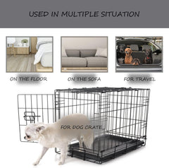 Washable Dog Bed Mat Reversible Dog Crate Pad Soft Fluffy Pet Kennel Beds Dog Sleeping Mattress for Large Jumbo Medium Small Dogs, 35 x 22 Inch, Gray