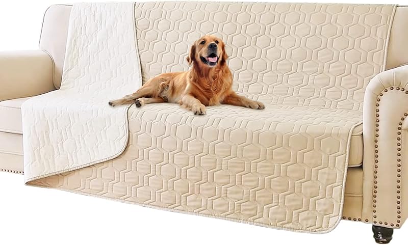 Waterproof and Anti-Slip Dog Bed Cover and Pet Blanket Sofa Pet Bed Mat ，car Incontinence Mattress Protectors Furniture Couch Cover for Most Cats Dogs, Pets（52x82-Ivory）