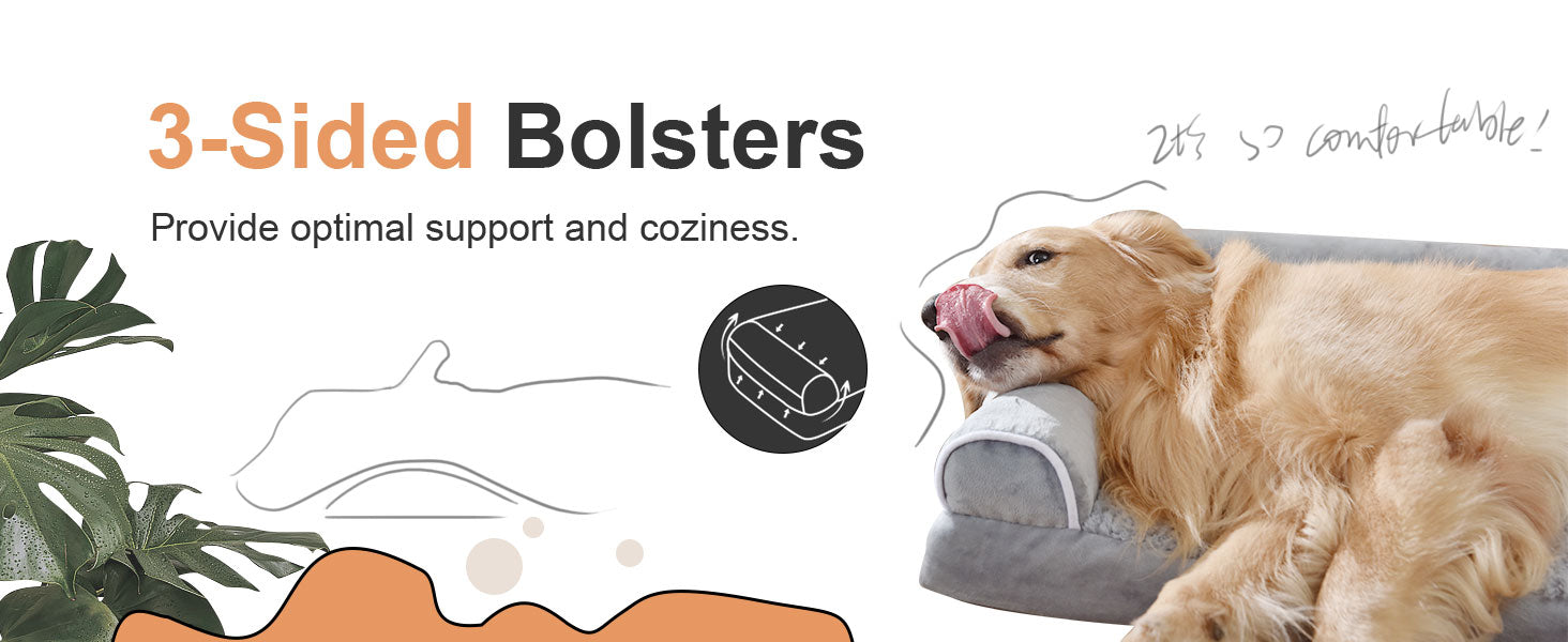 Large Dog Bed Orthopedic Washable: Beds Bolster XL Bed Large Big Dogs Memory Foam Couch Sofa Waterproof with Removable Cover