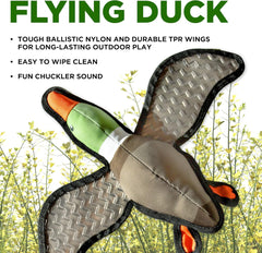 Plush Outdoor Toys for Dogs | Flying Duck | Fun Hunting Themed Durable Dog Toy with Playful Chuckler