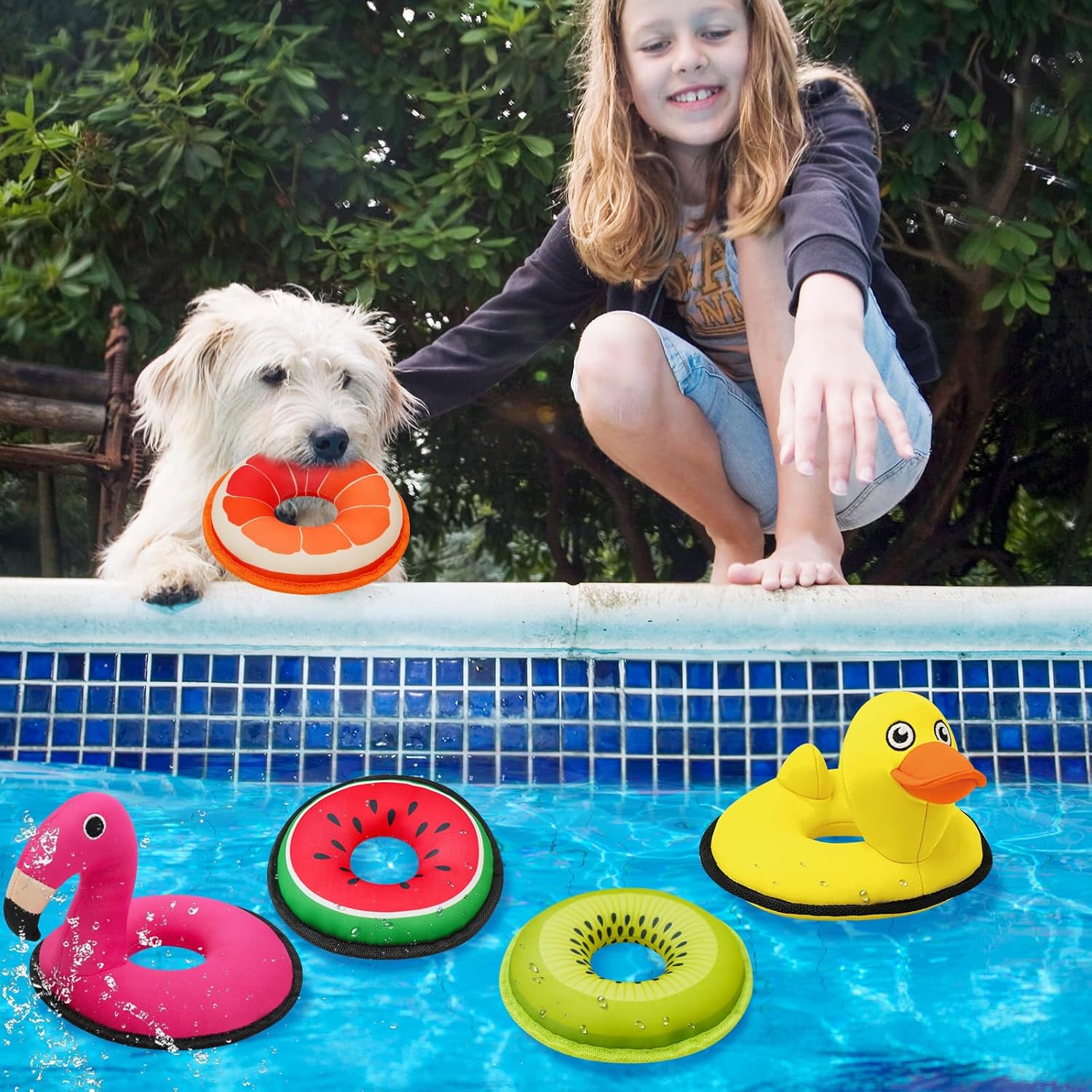 Squeaky Dog Toys, Floating Dog Toys for Indoor or Outward Play, Swim Ring Design Interactive Dog Gifts for Small and Medium Dogs - 2pack