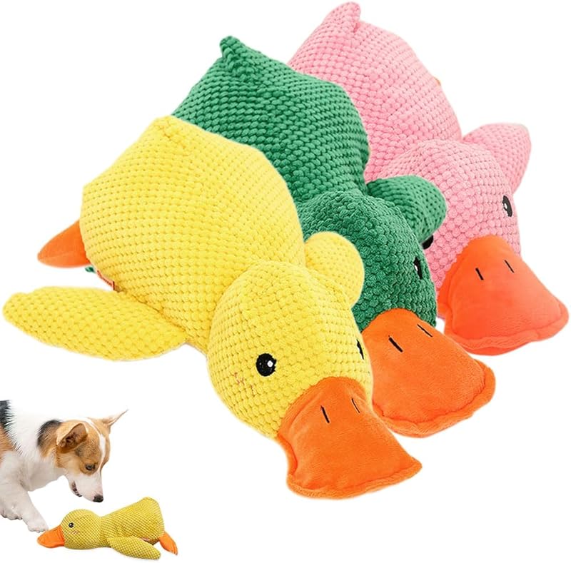 9in Quack-Quack Duck Dog Toy, 2025 New The Mellow Dog Calming Dogs' Emotional Support for Indoor Puppy, Yellow Best Friends Calming Duck Toy for Dogs (Yellow)