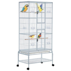 Garvee 69'' Extra Large Bird Cage Metal Parrot Cage w/Detachable Stand for Mid-Sized Parrots Cockatiels Conures Parakeets Lovebirds Budgie Finch, White