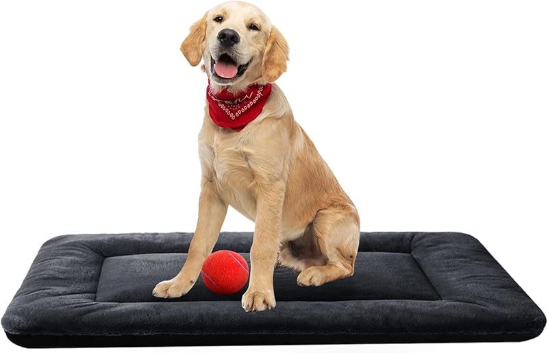 Dog Beds Crate Pad for Medium/Large Dogs Fit Metal,Ultra Soft, Washable & Anti-Slip Kennel Pad for Dogs Cozy Sleeping Mat,Gray 36inch