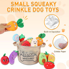 Squeaky Dog Toys, 15Pcs Small Plush Puppy Toy, Dog Toys to Keep Them Busy, Interactive Squeak Stuffed Toys for Small Medium Dogs with Basket, Reduce Boredom and Teeth Cleaning
